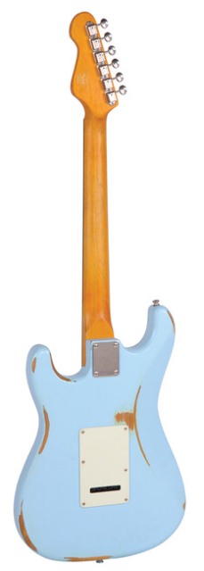 Vintage V6MRLB Icon Series Distressed Laguna Blue Electric Guitar